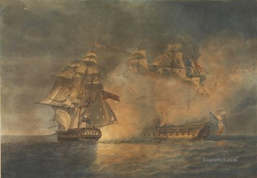 Warship Painting - Capture of the French Frigate La Tribune by The Unicorn Pocock Naval Battle